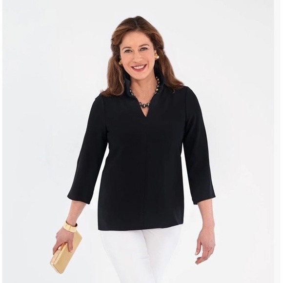 Nina Mclemore Tops - Nina McLemore 4 Ply Silk Tunic Blouse Black Made in USA Women's 10
